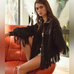 Bibi ❣️Black Fringe Denim Jacket